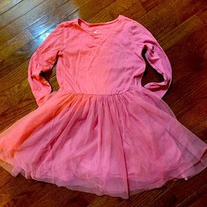 Pink dress with tulle skirt.